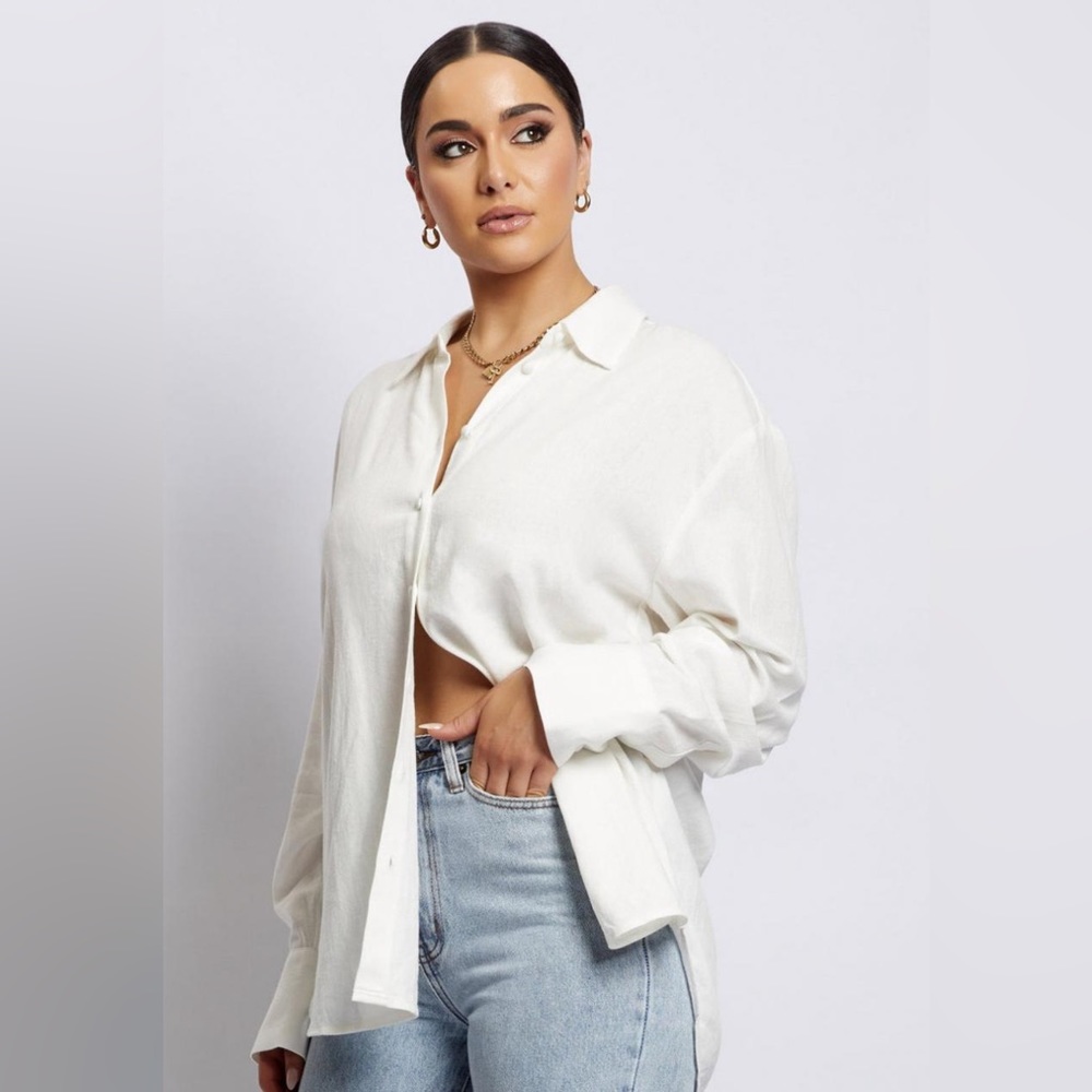 NWT Meshki OPHELIA Linen Button Up Shirt